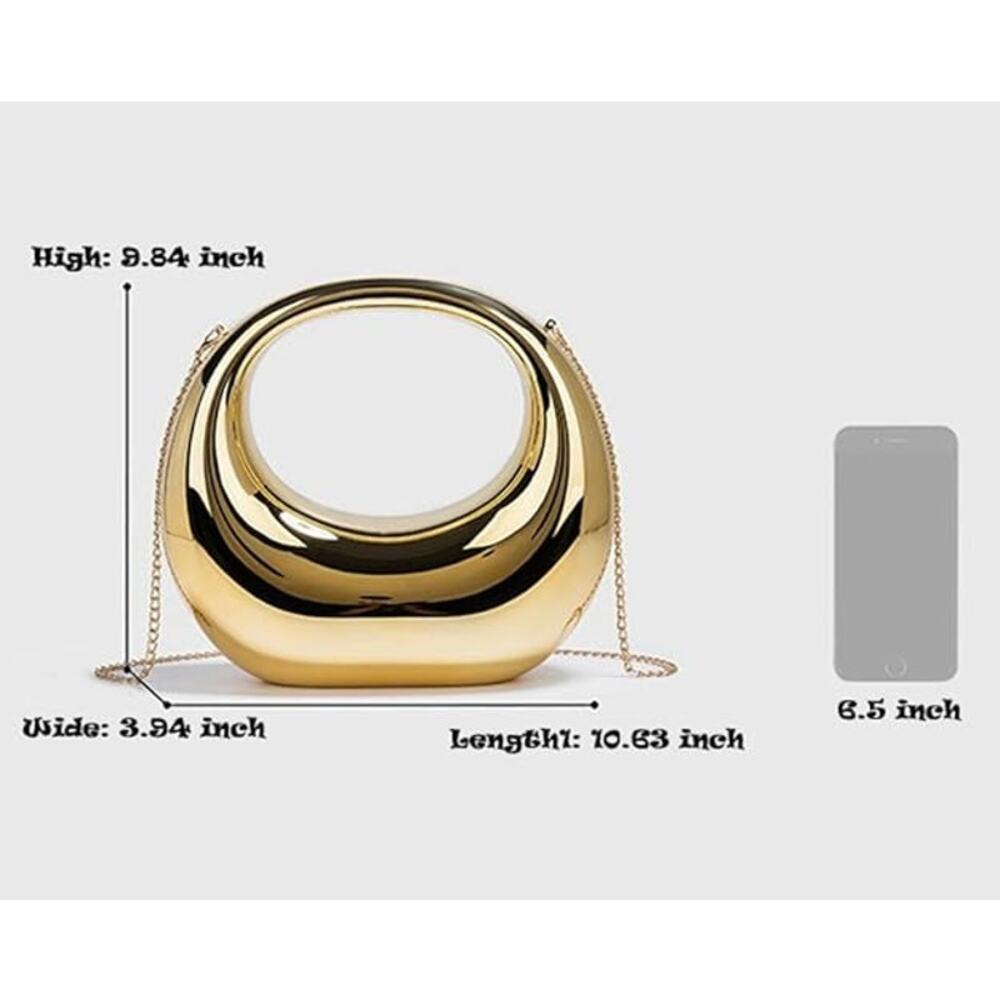 Beautiful Chic Gold Evening Clutch Handbag Purse w/ crossbody chain strap - Picture 4 of 4